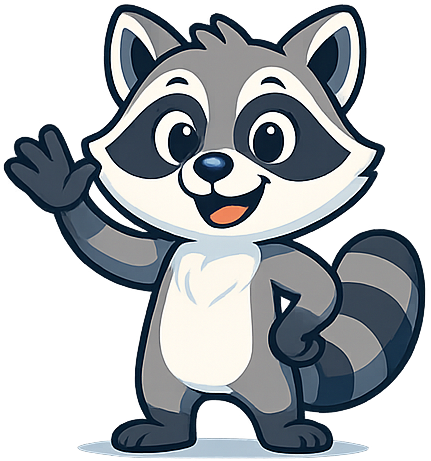 PUNCOON Mascot - Friendly welcoming raccoon